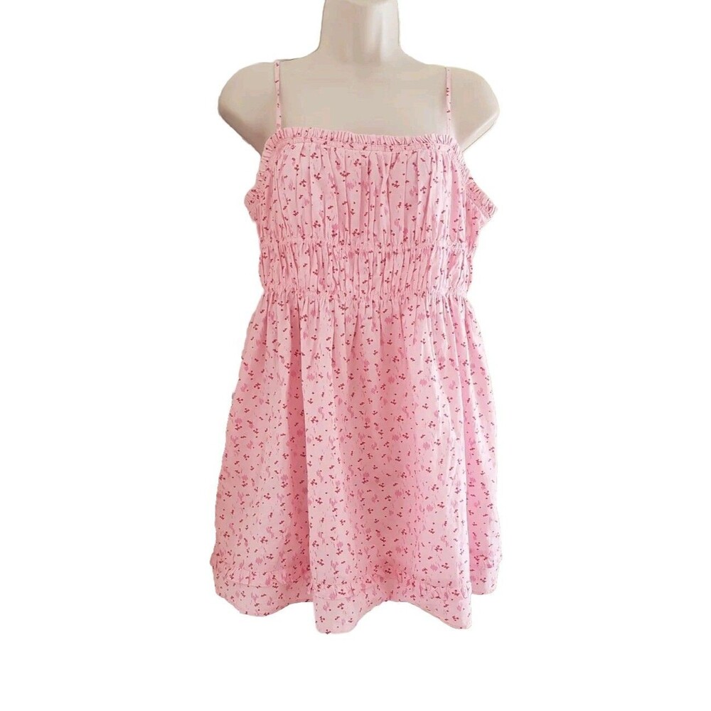 NEW FREE PEOPLE GABBY PINK  BABYDOLL MINI COTTON DRESS SMALL